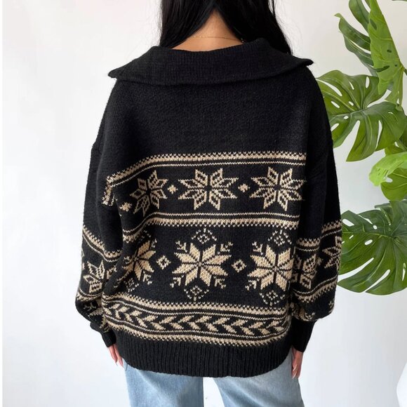 NWT Grey Bandit Black & Cream Warm Me Up Sweater Medium - Picture 3 of 9